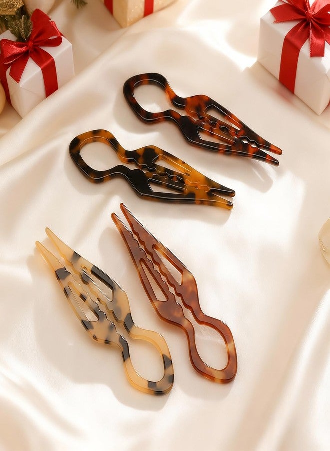 Tiefebene 4PCS Prestige French Hair Pins for Women-Tortoise Shell Hair Pin for Updos Chignons & Buns-Acetate French Twist Pin, Strong Hold Hair Clips All-Day, Styling for All Hair Types, Valentine's Day Gifts - Image 2